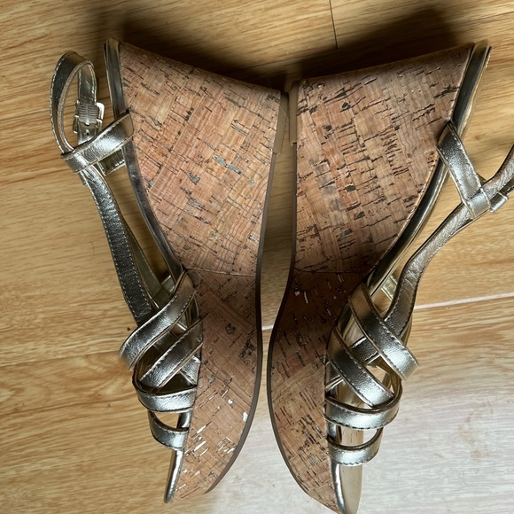 Ralph Lauren Shoes - Ralph Lauren Wedge Heels Sandals like new GOLD